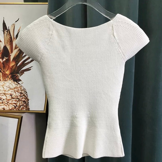 Ivory Knit Capped Sleeve Top