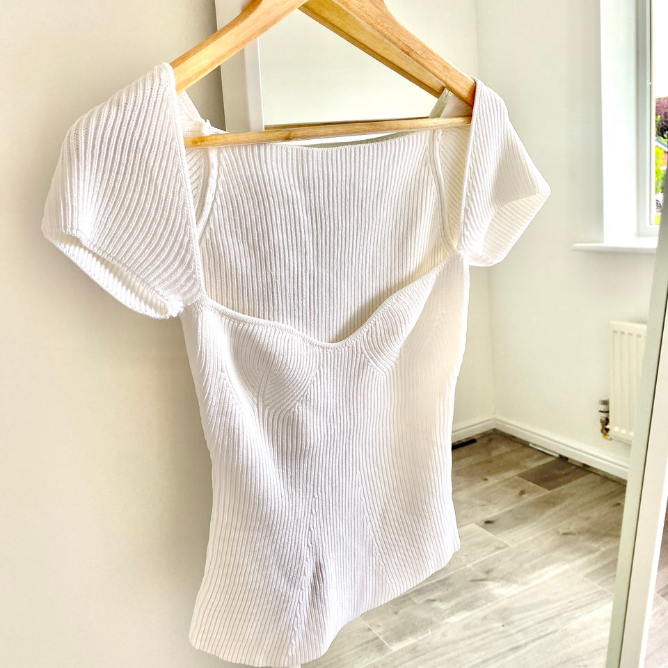Ivory Knit Capped Sleeve Top