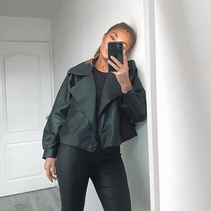 Open image in slideshow, Ella Black Leather Jacket
