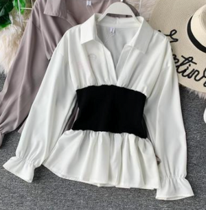 Snatched White Ruffle Blouse