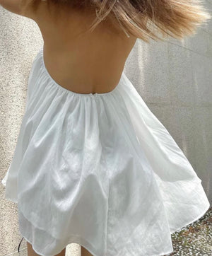 'Sasha' White Halter Neck Dress